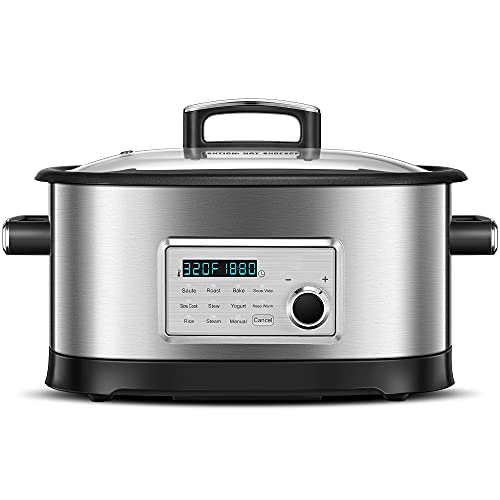 Slow Cooker, Digital Multipurpose Timesaver, 10 Programmable One Touch Cooking Functions, Sauté, Roast, Bake, Sous Vide, Stew, Yogurt Maker, Food Warmer, Rice Cooker, Steam, 6.5QT Non Stick Inner Pot