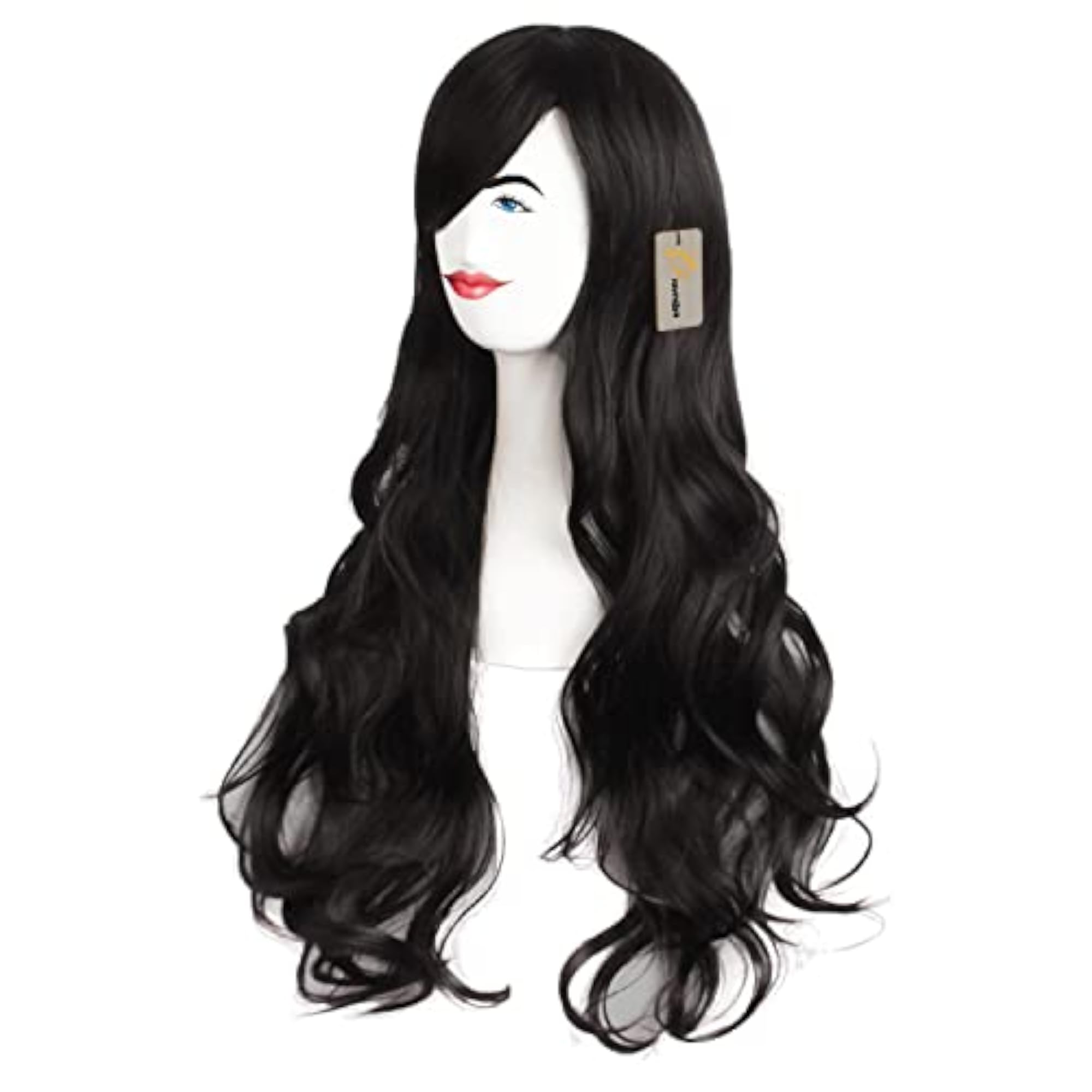 28 Inch Soft Long Curly Wig for Women, Natural Black