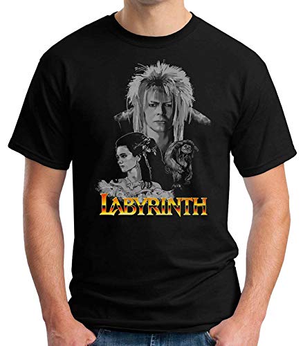 35mm - Camiseta Hombre Labyrinth - Dentro del Laberinto - Pelicula De Culto - 80's - Negro - Talla l
