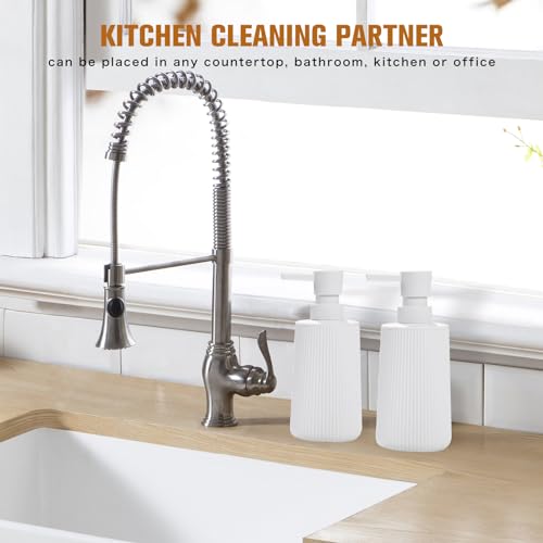 Hand Soap Dispenser, White Soap Dispenser Bathroom, Refillable Washing up Liquid Soap Dispenser Kitchen (White)