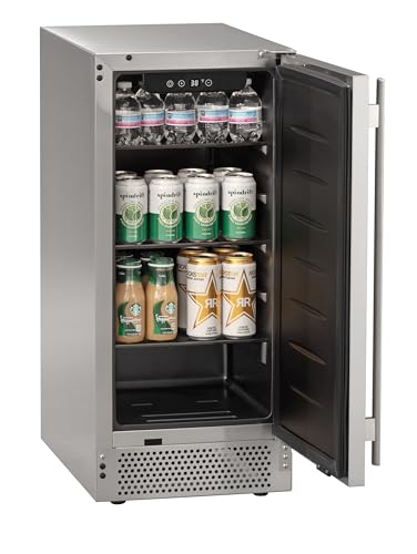 Marvel Northland Collection 15” Undercounter Refrigerator, 3 Adjustable Shelves, Stores up to 88 12-oz Cans, Indoor/Outdoor Rated