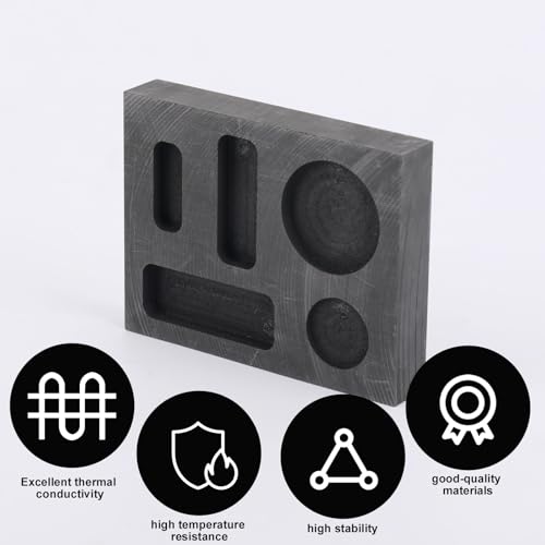 5-in-1 Graphite Ingot Mold, High Temperature Casting Mold Crucible Tool for Melting Casting Smelting Gold Silver Copper Aluminum Brass & Zinc Metal for DIY Jewelry Making Melting - Thumbnail 7
