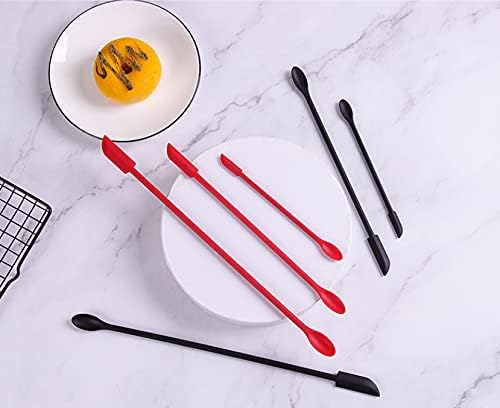 Miniatura 6 de LONGFITE Juego de espátula de silicona pequeña con cuchara, 6 piezas, raspador flexible de doble extremo para botella y tarro estrechos