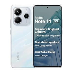 Redmi Note 14 5G (Mystique White, 6GB RAM 128GB Storage) | Global Debut MTK Dimensity 7025 Ultra | 2100 nits Segment Brightest 120Hz AMOLED | 50MP Sony LYT 600 OIS+EIS Triple Camera