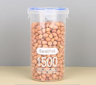 ASEANAO Overnight Oats Containers with Lids Round Airtight Oatmeal Container Plastic Locking Lid Cereal Milk Oatmeal Storage (1500ML)