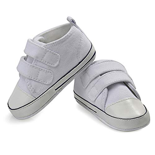 MDCIHOL Baby Girls Boys Soft Sole Two Straps Sneakers First Walkers Shoe(White,11)