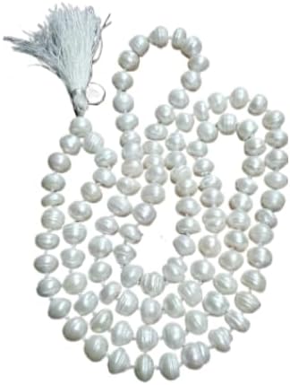 DeepMines सच्चे मोती की माला ओरिजिनल सर्टिफाइड Safed Sache Moti Ki Mala Original Certified By Lab White Pearl 108 Moti Mala For Jaap Suchhe Moti Pearl Moti Mala Mukta Mala For Wearing Purpose