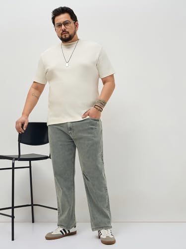 Image of Urbano Plus Men's Regular Fit Heavy Washed Denim Jeans Stretchable