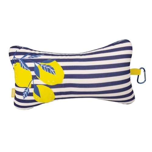moses. Fernweh Mini-Lesekissen Lemon – Nackenkissen für Reisen mit praktischem Karabiner, kompaktes Kissen für Auto, Flugzeug und Strandbesuch, ergonomisches Reisekissen mit sommerlichem Design