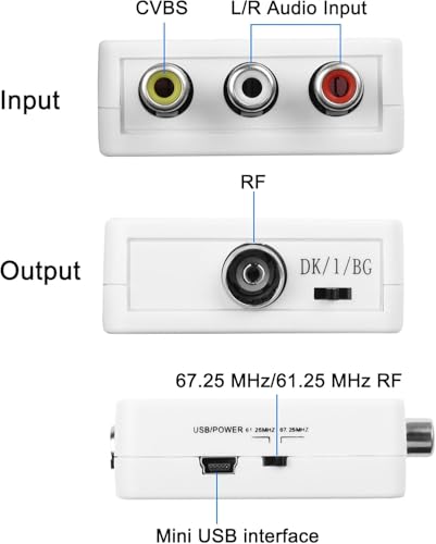 Image of RF Modulator AV CVSB to RF Video Adapter Converter AV to RF Scaler TV Switcher Support RF 67.25Mhz 61.25Mhz for TV VHS VCR DVD (AV to RF)