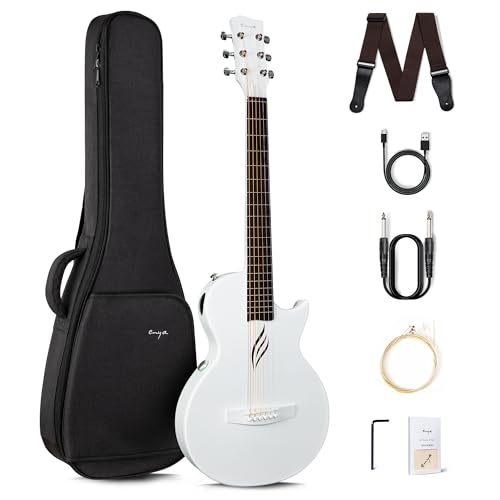 Enya Smart Guitare Electro Acoustique - 35 Pouces Blanc Nova Go SP1 Guitare acoustique avec micro Smart AcousticPlus petit et léger pour Enfants Adultes...
