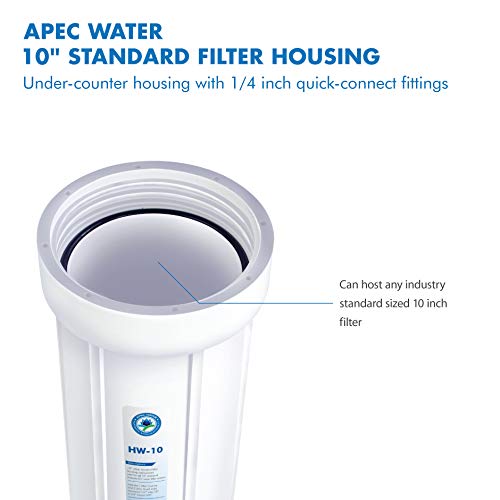 APEC Water Systems HW-10-A 10" White Standard Filter Housing with 1/4" John Guest Fittings (HW-10)