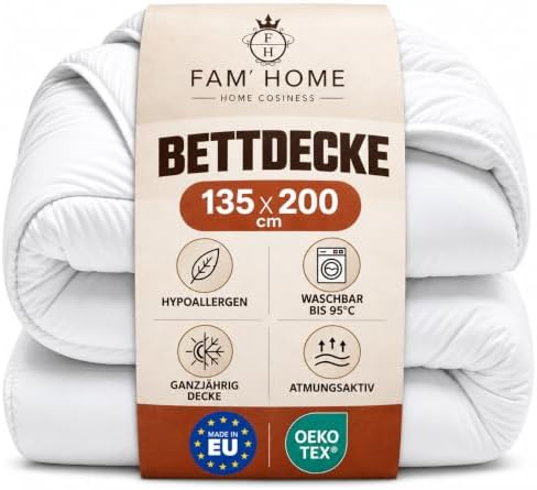 FAM' Home Bettdecke 135x200 cm, Überraschungs-Stepp-Design (Zufällig) | Ganzjahresdecke 135x200cm, OEKO-TEX zertifiziert, 300g/m², made in Europe, maschinenwaschbar, Design (Zufäll