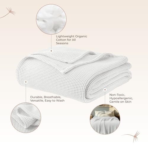image for Whisper Organics 100% Organic Cotton Blanket - Soft Breathable Cotton 