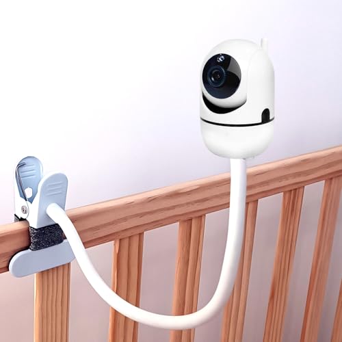 Image of Crib Baby Monitor Mount Clip Baby Camera Mount for HelloBaby Hello Baby Motorola ANMEATE Nanit Owlet Eufy Vtimes Arenti VTech Babysense Arlo, 360°Adjustable, Safe to Baby & Furniture, Travel Friendly