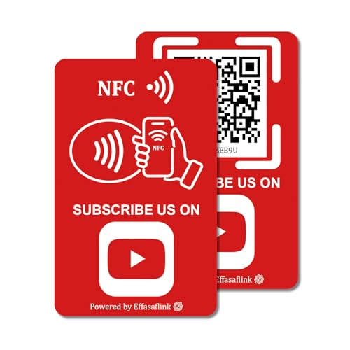 Social Media Follow Card with NFC & QR Code for YouTube, No Fees - 1 Card