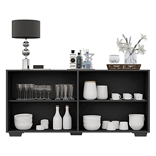 Aparador Buffet 4 Portas com Pés Quadrados Veneza Multimóveis Preto