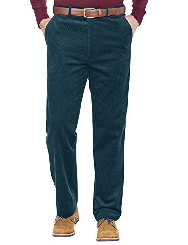 Mens Corduroy Cotton Trouser Pants with Hidden Extra Waistband Petrel 36W / 31L