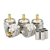 Eightwood 5pcs PL259 PL-259 UHF Male Crimp Coax Connectors RF Adapter for RG58 LMR195 Low Loss Coaxi