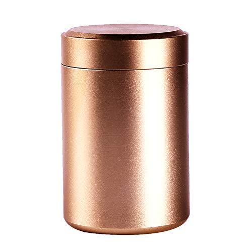 ZALING Stainless Steel Portable Mini Tea Can Herb Stash Jar Seal Smell Proof Container Spice Organizer Storage Pot,Brown