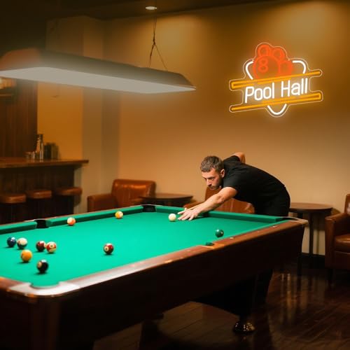 Pool Hall Neon Schild,Billard LED Schilder für Wand Dekor,Game Neon Sign für Home Bar Schlafzimmer Club Party Man Cave,Pool Table Deko Geschenk für Lady Männer USB Powered(15.4'*12.3')