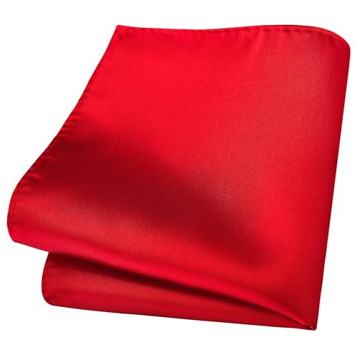 Branduce Red Pocket Square for Men Plain Silk Blend Boy Handkerchief for Wedding Party（PS01-44