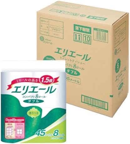（16:00時点） エリエール トイレットペーパー 1.5倍巻き 45m×32ロール(8ロール×4パック) ダブル パルプ100% リラックス感のある香り 【EC限定 正規段ケース】 【ハーフケース】
