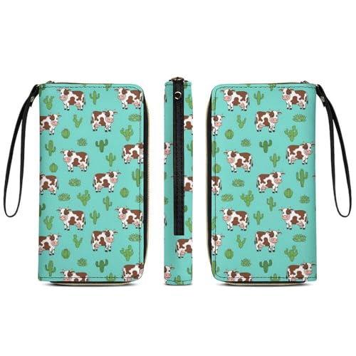 Water-resistant Multi-layer Shorthorn Cattle And Cautus Leather Wallet for Men, Portable Rope Design for Everyday Use3