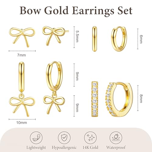 Image of Small Gold Huggie Hoop Earrings Set for Women Men Hypoallergenic 14K Plated Stack Cartilage Earrings, Sterling Silver Multiple Piercing Lightweight Mini Thin Cute Dainty Trendy Jewelry Gifts for Women
