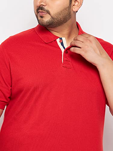 Image of Club York Men Cotton Blend Half Sleeve Polo Neck Solid Plus Size T-Shirt