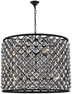 Elegant Lighting Madison Collection 12-Light Pendant Lamp with Royal Cut Silver Shade Crystals, Mocha Brown Finish