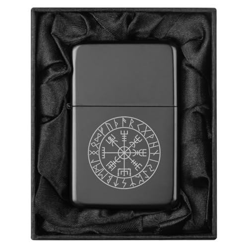 Encendedor con caja de regalo negra forrada en seda Vegvisir Viking miniatura 1