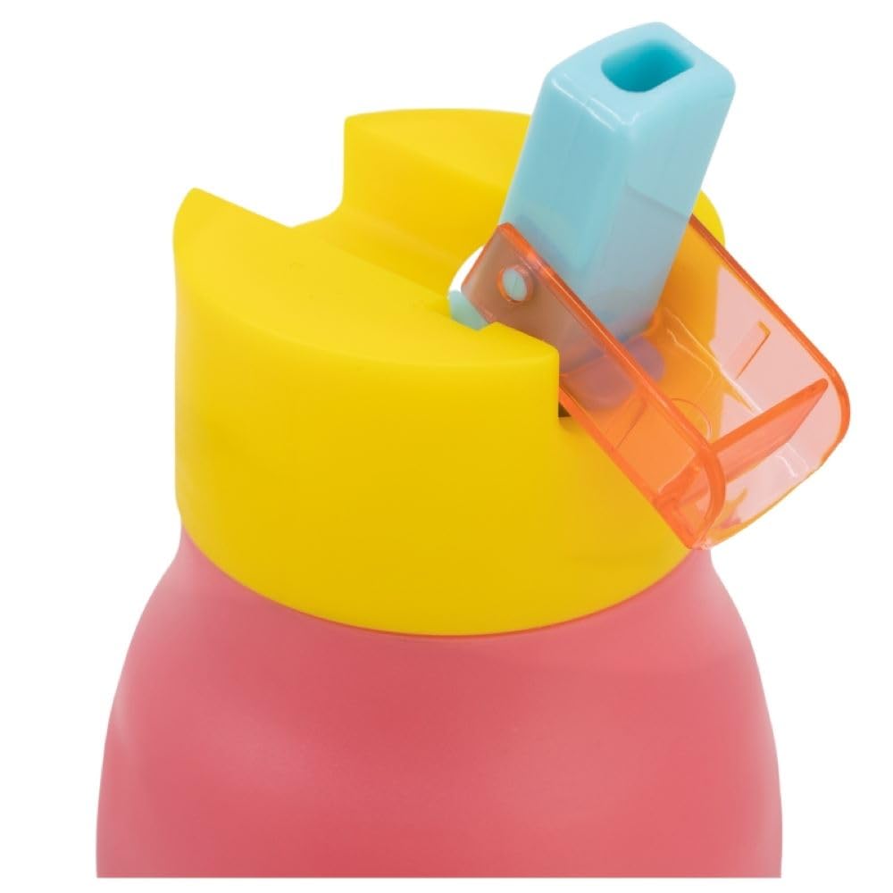 OM SUPPLIES Peppa Geroge Characters Reusable Double Opening Sipper Ecozen Bottle 420ml Non-Drip Stopper with Built in Straw (Peppa) - Image 4