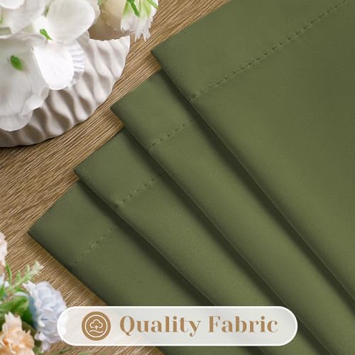HOMEIDEAS Non-See-Through Olive Green Privacy Sheer Curtains, 52 X 96 Inches Long 2 Panels Sheer Curtains Light Filtering Window Drapes for Bedroom Living Room by HOMEIDEAS - Used condition - Image 4
