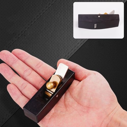 babominimer Mini rabot à main en bois d'ébène avec lame en acier poli, outil de rabotage compact pour une finition lisse et un fond plat, idéal pour C (fond rond)
