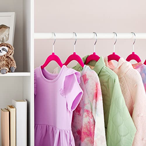 24 Pack Hot Pink Space Saving Velvet Clothes Hangers With Movable Clips For Nursery, Closet, Pants, Ultra Thin, Nonslip (12 In) #TOP1