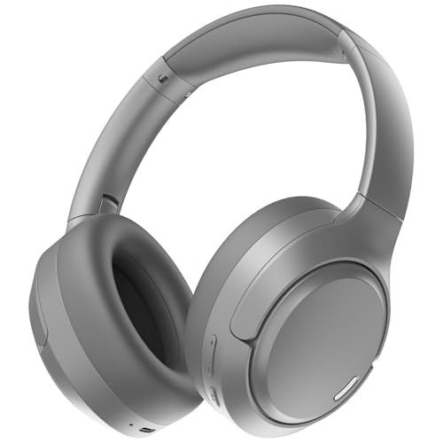 Hybrid Active Noise Cancelling Headphones Wireless, 120Hrs Playtime, 6 ENC Clear Mic, Over Ear Bluetooth Headphones with Hi-Res Audio Comfort Earcup Foldable ANC Headphone for Travel Game Home Office