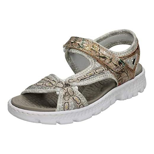 Rieker Damer 67889-31 stängda sandaler, Flerfärgad rosa silverflower nude multi 31, 37 EU