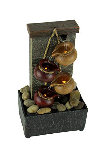 Newport Coast Collections 11" H Cascading Kettle Dual Power LED Fountain with Natural