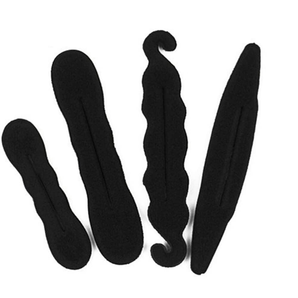 4Pcs Black Hair Bun Maker Magic Hair Styler Set Hair Styling Sponge New Released Elastics and Ties Hair Accessories Hair Care Reusable