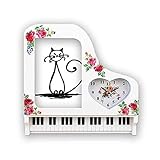 Material: plástico ABS Beauty Gift Rizado cola gato sonrisa sentada línea foto marco despertador piano escritorio