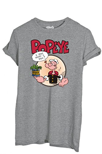 MUSH T-Shirt Popeye El Marino Espinacas - Cartoon by Dress Your Style - Hombre-XXL Gris