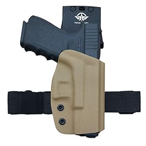 OWB Kydex Holster Fits: Glock 19 19x 23 25 32 44 45 Glock 17 22 31 Glock 26 27 33 (Gen1-5) Pistol – Outside Waistband Carry 1.5-2 Inch Belt Clip – Adj. Width Height Retention Cant, Entrance Widened