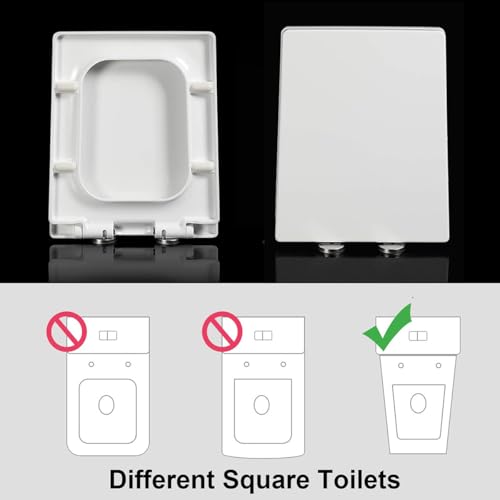 Abattant de toilette carré blanc avec charnière inox réglable - 2