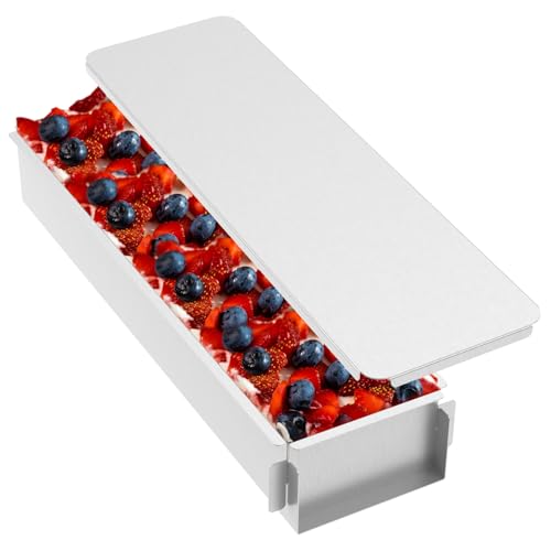 Rechteckig Backform,Edelstahl Backform,Verstellbare Mousse Kuchenform,Antihaftbeschichtete Tiramisu Form mit Deckel und Abnehmbarem Seitenteil,für Tortenzubereitung Broten Tiramisu(Edelstahldeckel)