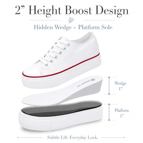 Image of REFRASE LIFE Womens Platform Sneakers with Wedge 3 Inches Height Boost Hidden Heel Shoes, Casual Height Increase Walking Fashion Shoes for Women and Girls