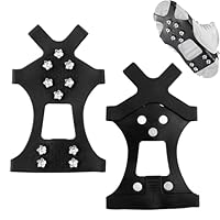 Steigeisen Leichte EIS- und Schnee-Grip-Stollen, Spikes für Schuhe Winter, Schuhspikes Schnee und EIS, Traktionsstollen mit 10 Zähne zum Hineinschlüpfen, Grödel für Schneeschuhe für Damen Herren, L