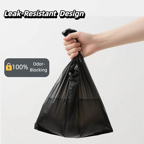 Image of Black Dog Waste Bags Rolls(90 Count) | Extra Thick and Leak-Proof Poop Bags for Dogs&Cats ,6 Rolls