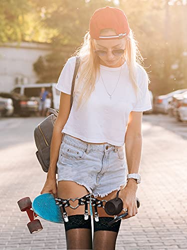 6 Pieces Heart Garter Set Rivet Heart Garter, Lace Heart Garter, Faux Leather Thigh Ring Garter Belt Adjustable Leg Garter Punk Gothic Garter With Anti-Slip Clips For Women Girls #TOP5