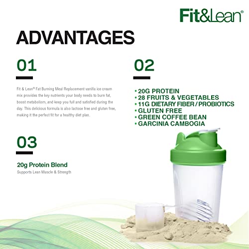 Fit & Lean Meal Shake Meal Replacement With Protein, Fiber, Probiotics And Organic Fruits & Vegetables, Cookies And Cream, 1Lb, 10 Servings Per Container #TOP2